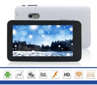 7 palcový tablet Android, HD Display, Dual core bílý